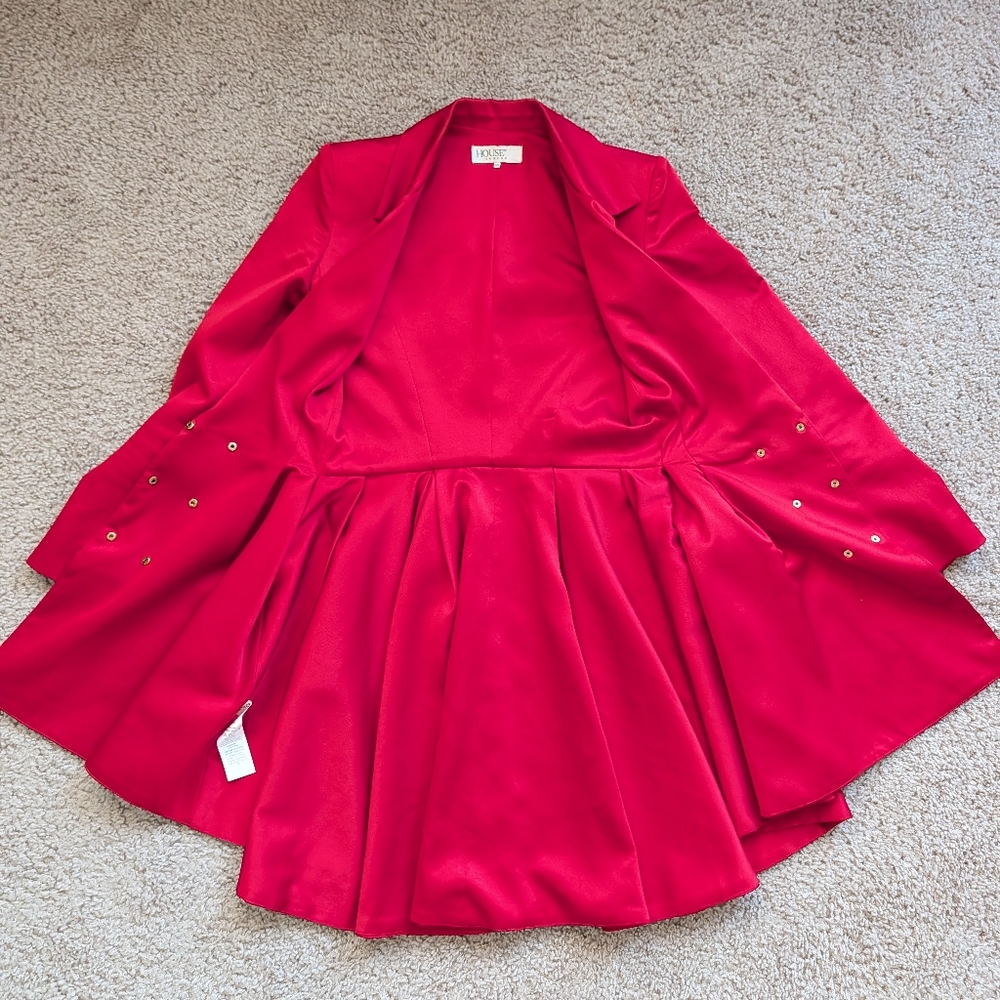 House of CB Red Simoneta Satin Tailored Jacket Mini Dress Size XS - Picture 4 of 16